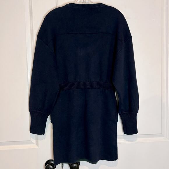Something Navy Bi Color Blue Green Cotton Cashmere Sweater Mini Dress S - Picture 8 of 11